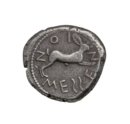 Moneda de plata griega antigua de Zankle-Messana, 480 a.C.